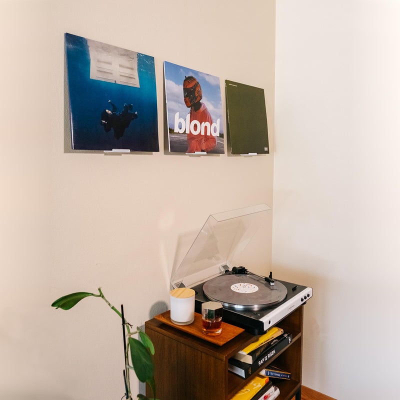 Modern JP Adhesive Vinyl Wall Mount (4-Pack) - Strong Hold Record Holder Wall, Record-Safe Easy Installation, Album Wall Mount for 1LP and 2LP - White - Image 2